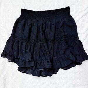 HEARTLOOM Revolve Black Ruffled Polka Dot Mini Skirt